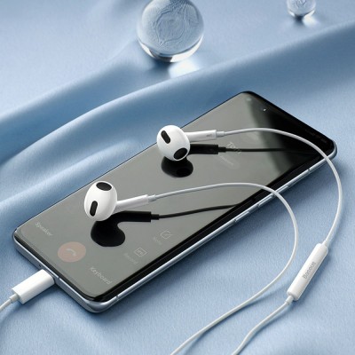 Дротові Навушники BASEUS Encok Type-C Lateral In-ear Wired Earphone C17 (NGCR010002) White