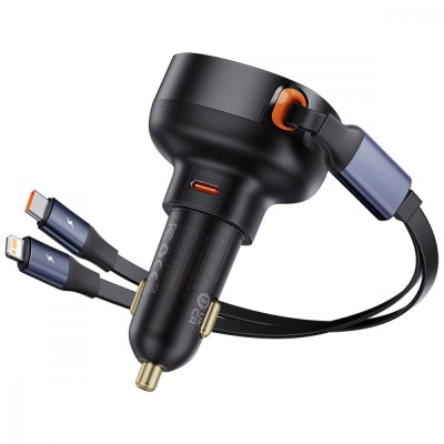 АЗП Baseus Enjoyment Pro Car Charger C+Retractable C & iP Cable 60W (C00057802111-00) black
