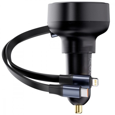 АЗП Baseus Enjoyment Pro Car Charger C+Retractable C & iP Cable 60W (C00057802111-00) black