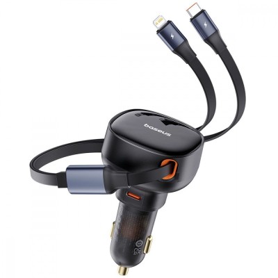 АЗП Baseus Enjoyment Pro Car Charger C+Retractable C & iP Cable 60W (C00057802111-00) black