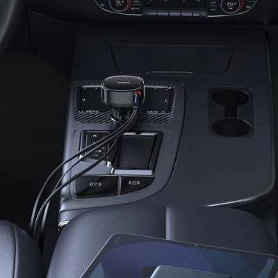 АЗП Baseus Enjoyment Pro Car Charger C+Retractable C & iP Cable 60W (C00057802111-00) black