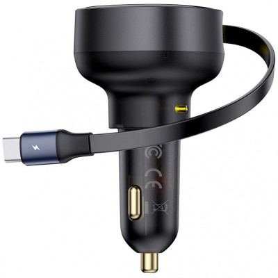 АЗП Baseus Enjoyment Pro Car Charger C+Retractable Type-C Cable 60W (C00057802111-01) black