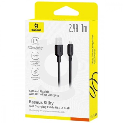 Кабель Baseus Silky Series Fast Charging Lightning 2.4A (1m) (P10377702113-00) black Кабель Baseus Silky Series Fast Charging Lightning 2.4A (1m) (P10377702113-00) black