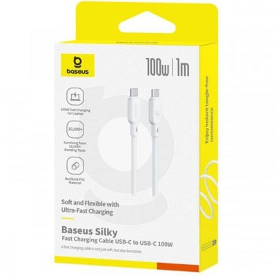 Кабель Baseus Silky Series Fast Charging Type-C to Type-C 100W (1m) (P10377704213-00) white