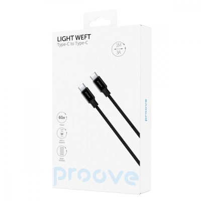 Кабель Proove Light Weft Type-C to Type-C 60W (1m) black Кабель Proove Light Weft Type-C to Type-C 60W (1m) black