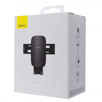 Автомобільний тримач Baseus Metal Age 2 Gravity Air Outlet Car Mount (SUJS000012) Silver Автомобільний тримач Baseus Metal Age 2 Gravity Air Outlet Car Mount (SUJS000012) Silver