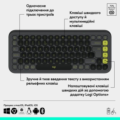 Клавіатура LOGITECH POP ICON KEYS - GRAPHITE - UKR (L920-013157) Клавіатура LOGITECH POP ICON KEYS - GRAPHITE - UKR (L920-013157)