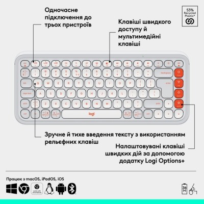 Клавіатура LOGITECH POP ICON KEYS - OFF WHITE - US INT'L (L920-013072) Клавіатура LOGITECH POP ICON KEYS - OFF WHITE - US INT'L (L920-013072)