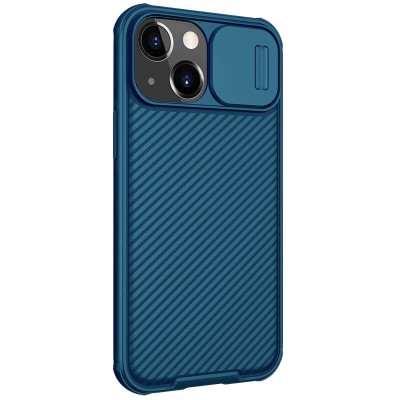 Карбоновая накладка Nillkin Camshield (шторка на камеру) для Apple iPhone 13 (6.1") Синий / Blue