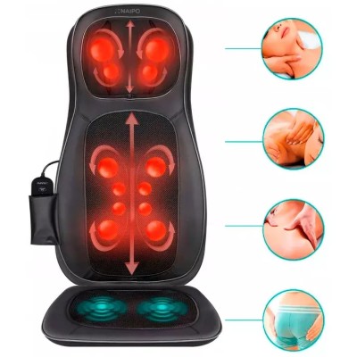 Масажна накидка на крісло Naipo Neck and Back з підігрівом і вібрацією MGBK-C2030 (Black)