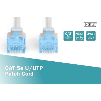 Патч-корд CAT 5e U-UTP, PVC AWG 26/7, довжина 10 м, колір сірий DK-1512-100 DIGITUS by ASSMANN