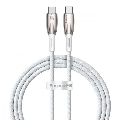 Кабель Baseus Glimmer Series Fast Charging Type-C To Type-C 100W (1m) CADH000702 White