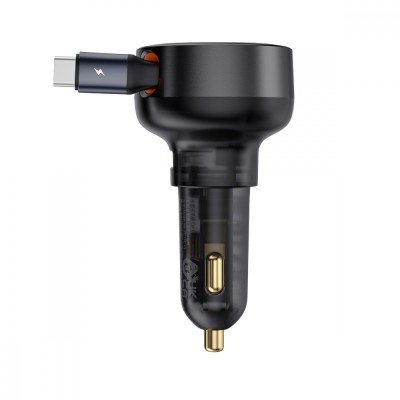 АЗП Baseus Enjoyment Pro U + Retractable Cable Type-C 60W (C00057800111-00) Black