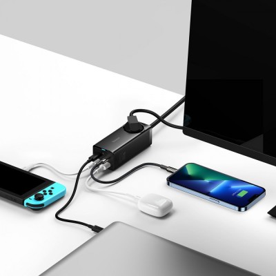 Зарядний Пристрій Baseus GaN3 Pro Desktop Powerstrip AC+2U+2C 65W EU Black(Include:Baseus Xiaobai series fast charging Cable Typ Зарядний Пристрій Baseus GaN3 Pro Desktop Powerstrip AC+2U+2C 65W EU Black(Include:Baseus Xiaobai series fast charging Cable Typ