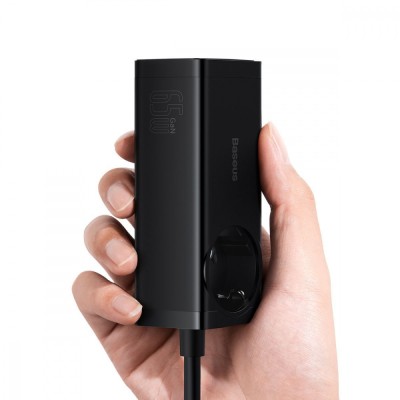 Зарядний Пристрій Baseus GaN3 Pro Desktop Powerstrip AC+2U+2C 65W EU Black(Include:Baseus Xiaobai series fast charging Cable Typ Зарядний Пристрій Baseus GaN3 Pro Desktop Powerstrip AC+2U+2C 65W EU Black(Include:Baseus Xiaobai series fast charging Cable Typ
