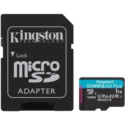 Карта пам`яті MicroSDXC 1TB UHS-I/U3 Class 10 Kingston Canvas Go! Plus R170/W90MB/s + SD-адаптер (SDCG3/1TB) Карта пам`яті MicroSDXC 1TB UHS-I/U3 Class 10 Kingston Canvas Go! Plus R170/W90MB/s + SD-адаптер (SDCG3/1TB)