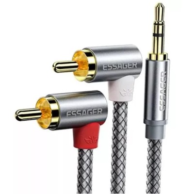 Кабель ESSAGER Monster Elbow RCA Audio Cable Jack 3.5 To 2 RCA Cable 3.5mm 3.5mm Jack To 2RCA Male Splitter Aux Cable 5M (EYPWT- Кабель ESSAGER Monster Elbow RCA Audio Cable Jack 3.5 To 2 RCA Cable 3.5mm 3.5mm Jack To 2RCA Male Splitter Aux Cable 5M (EYPWT-