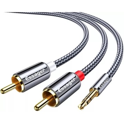 Кабель ESSAGER Monster RCA Audio Cable Jack 3.5 to 2 RCA Cable 3.5mm Jack to 2RCA Male Splitter Aux Cable 2M (EYPZJ-MYA0H) Кабель ESSAGER Monster RCA Audio Cable Jack 3.5 to 2 RCA Cable 3.5mm Jack to 2RCA Male Splitter Aux Cable 2M (EYPZJ-MYA0H)