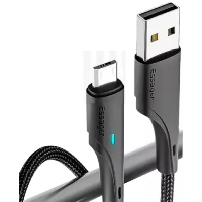 Кабель ESSAGER Rousseau 3A Fast Charging USB Micro Cable 1m (EXCM-LS01) Black Кабель ESSAGER Rousseau 3A Fast Charging USB Micro Cable 1m (EXCM-LS01) Black