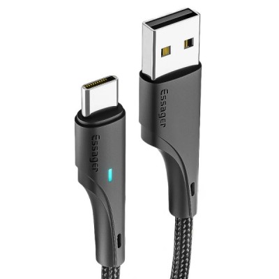 Кабель ESSAGER Rousseau 3A Fast Charging USB Type C Cable 1m (EXCT-LS01) Black Кабель ESSAGER Rousseau 3A Fast Charging USB Type C Cable 1m (EXCT-LS01) Black