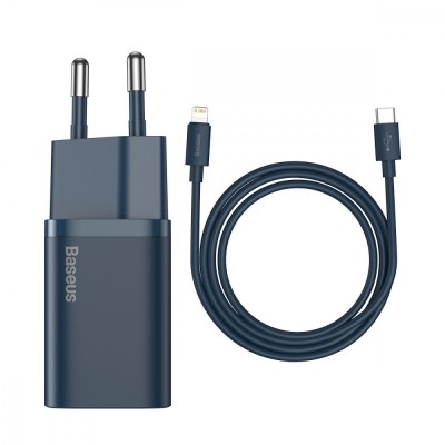 Зарядний Пристрій Baseus Super Si PD Charger 20W + Cable Type-C To Lightning (TZCCSUP-B03) Blue