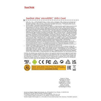 Карта пам’яті MICRO SDXC 256GB UHS-I SDSQUNR-256G-GN3MN SANDISK Карта пам’яті MICRO SDXC 256GB UHS-I SDSQUNR-256G-GN3MN SANDISK