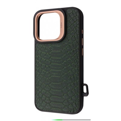Чохол Kajsa Snake Pattern with Magnetic Ring iPhone 16 Pro Max olive