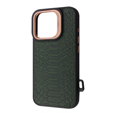 Чохол Kajsa Snake Pattern with Magnetic Ring iPhone 16 Pro olive