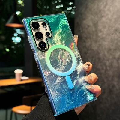 Чохол TPU Shiny Mountain (MagFit) для Samsung Galaxy S24 Ultra Green / Blue Чохол TPU Shiny Mountain (MagFit) для Samsung Galaxy S24 Ultra Green / Blue