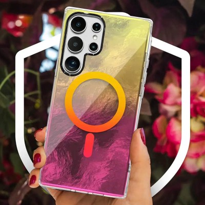 Чохол TPU Shiny Mountain (MagFit) для Samsung Galaxy S24 Ultra Yellow / Pink Чохол TPU Shiny Mountain (MagFit) для Samsung Galaxy S24 Ultra Yellow / Pink