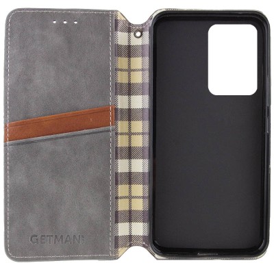 Шкіряний чохол-книжка GETMAN Cubic (PU) для Xiaomi Redmi Note 14 4G (Europe version) Сірий