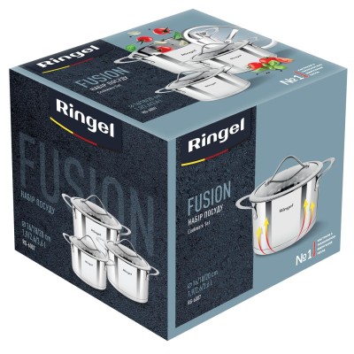 Набір посуду RINGEL FUSION набір кастрюль 6 пр. 1.9 л+2.6 л+3.6 л (RG-6007) Набір посуду RINGEL FUSION набір кастрюль 6 пр. 1.9 л+2.6 л+3.6 л (RG-6007)