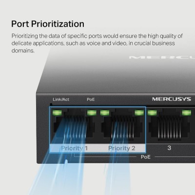 5-портовий настільний гігабітний комутатор з 4 портами РоЕ, MS105GP MERCUSYS