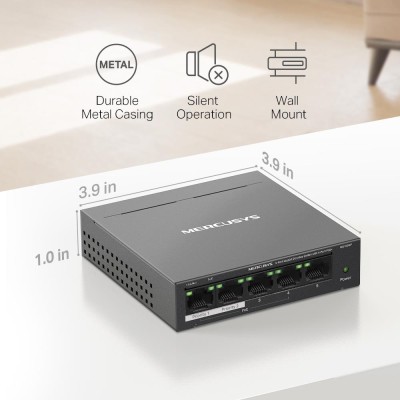 5-портовий настільний гігабітний комутатор з 4 портами РоЕ, MS105GP MERCUSYS