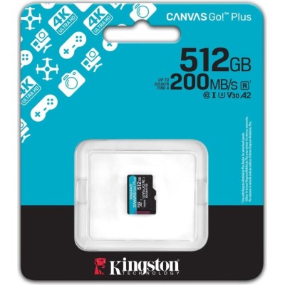Карта пам'яті Kingston MicroSDXC 512GB Canvas Go Plus Gen4 200MB/s A2 U3 V30 (SDCG4/512GBSP) Карта пам'яті Kingston MicroSDXC 512GB Canvas Go Plus Gen4 200MB/s A2 U3 V30 (SDCG4/512GBSP)