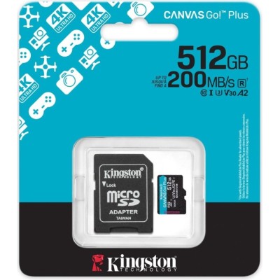 Карта пам'яті Kingston MicroSDXC 512GB Canvas Go Plus Gen4 200MB/s A2 U3 V30 + SD-адаптер (SDCG4/512GB) Карта пам'яті Kingston MicroSDXC 512GB Canvas Go Plus Gen4 200MB/s A2 U3 V30 + SD-адаптер (SDCG4/512GB)