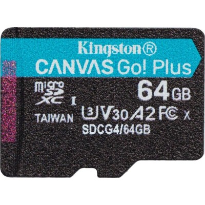 Карта пам'яті Kingston MicroSDXC 64GB Canvas Go Plus Gen4 200MB/s A2 U3 V30 (SDCG4/64GBSP) Карта пам'яті Kingston MicroSDXC 64GB Canvas Go Plus Gen4 200MB/s A2 U3 V30 (SDCG4/64GBSP)