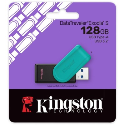 Флеш-пам'ять USB Kingston DataTraveler Exodia S 128GB Чорний + бірюзовий USB 3.2 (DTXS/128GB) Флеш-пам'ять USB Kingston DataTraveler Exodia S 128GB Чорний + бірюзовий USB 3.2 (DTXS/128GB)