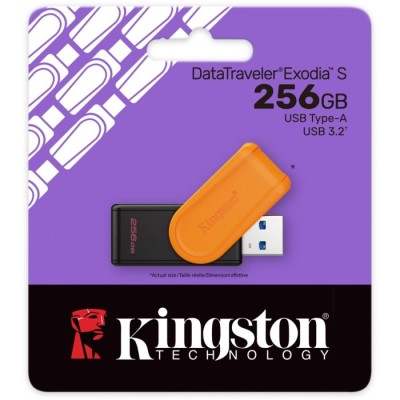 Флеш-пам'ять USB Kingston DataTraveler Exodia S 256GB Чорний + помаранчевий USB 3.2 (DTXS/256GB) Флеш-пам'ять USB Kingston DataTraveler Exodia S 256GB Чорний + помаранчевий USB 3.2 (DTXS/256GB)