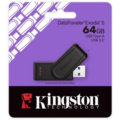 Флеш-пам'ять USB Kingston DataTraveler Exodia S 64GB Чорний + чорний USB 3.2 (DTXS/64GB) Флеш-пам'ять USB Kingston DataTraveler Exodia S 64GB Чорний + чорний USB 3.2 (DTXS/64GB)