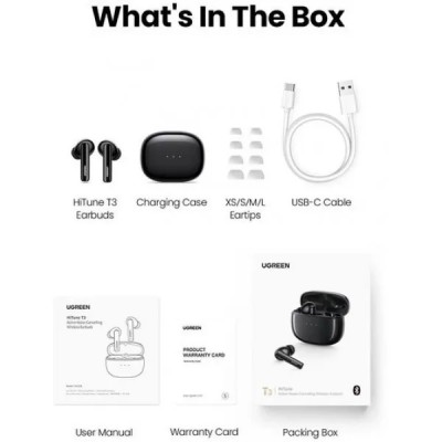 Навушники UGREEN WS106 HiTune T3 Active Noise-Cancelling Earbuds (90401) Black Навушники UGREEN WS106 HiTune T3 Active Noise-Cancelling Earbuds (90401) Black