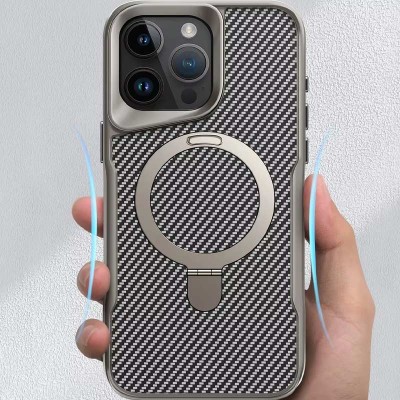 TPU+PC чохол Metal Buttons with MagSafe Carbon Ring для Apple iPhone 16 Pro Max (6.9") Сірий TPU+PC чохол Metal Buttons with MagSafe Carbon Ring для Apple iPhone 16 Pro Max (6.9") Сірий