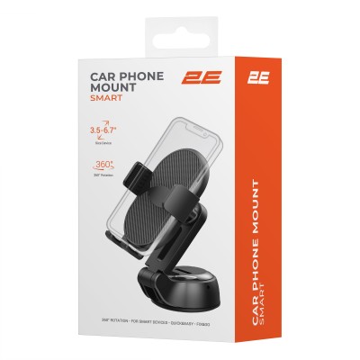 Автомобільний тримач смартфона 2Е Smart 3.5-6.7", чорний (2E-WCQ01-14) Автомобільний тримач смартфона 2Е Smart 3.5-6.7", чорний (2E-WCQ01-14)