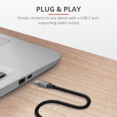 Адаптер Trust Calyx USB-C > HDMI, 1.8м, чорний (23332_TRUST) Адаптер Trust Calyx USB-C > HDMI, 1.8м, чорний (23332_TRUST)