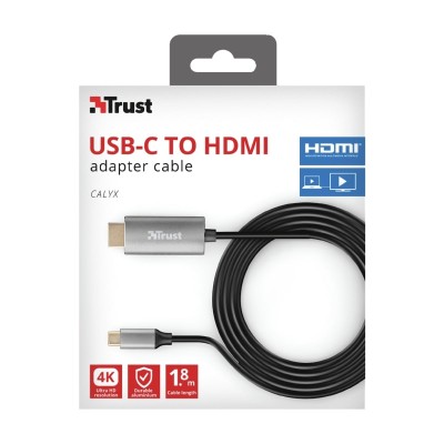 Адаптер Trust Calyx USB-C > HDMI, 1.8м, чорний (23332_TRUST) Адаптер Trust Calyx USB-C > HDMI, 1.8м, чорний (23332_TRUST)