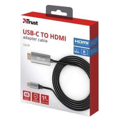Адаптер Trust Calyx USB-C > HDMI, 1.8м, чорний (23332_TRUST) Адаптер Trust Calyx USB-C > HDMI, 1.8м, чорний (23332_TRUST)