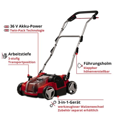 Аератор-скарифікатор акумуляторний Einhell GE-SC 36/35 Li - Solo 36В 35см безщітковий ножи 16шт 9.94кг (без АКБ та ЗП) Аератор-скарифікатор акумуляторний Einhell GE-SC 36/35 Li - Solo 36В 35см безщітковий ножи 16шт 9.94кг (без АКБ та ЗП)