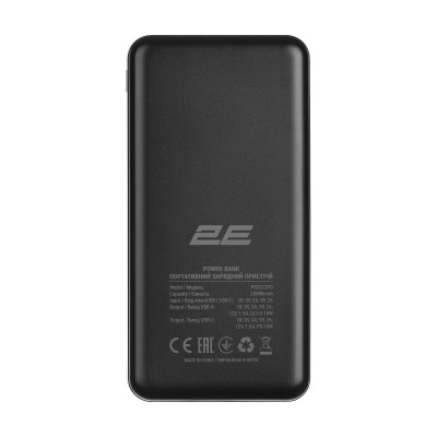 Акумулятор портативний літій-іонний Power Bank 2E Geometry 20000мА·год, 18Вт, PD, QC, чорний (2E-PB2072PD-BLACK)