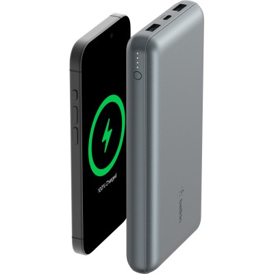 Акумулятор портативний літій-іонний Power Bank Belkin 10000мА·год, 15Вт, 2хUSB-A/USB-C, cірий