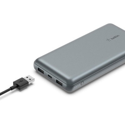 Акумулятор портативний літій-іонний Power Bank Belkin 10000мА·год, 15Вт, 2хUSB-A/USB-C, cірий